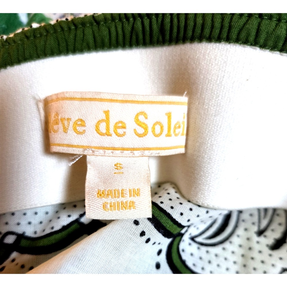 Reve de Soliel Dress S Vacay/Resort Palm Trees Strap Cotton Cream/Green Print - Picture 10 of 11